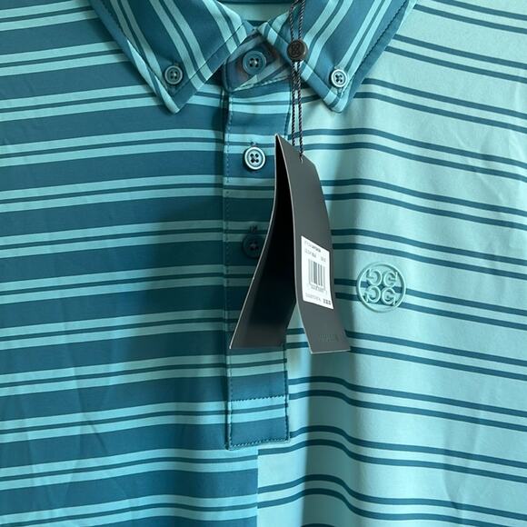 G/FORE Men's Split Stripe Golf Polo in Seaglass Size XL - Picture 5 of 5